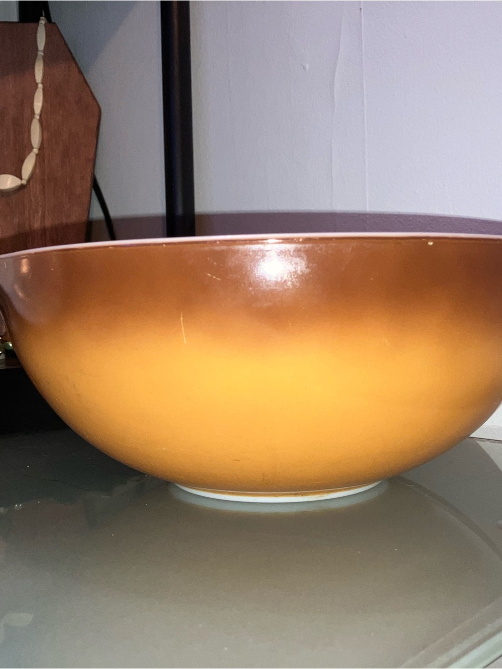 Vintage PYREX Old Orchard Brown Ombré 4qt Cinderella Milk Glass Mixing Bowl 444